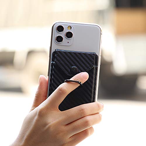 Self Adhesive Phone Card Wallet with Ring Stand Flip Cover, Black B - color: Black B