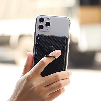 Self Adhesive Phone Card Wallet with Ring Stand Flip Cover, Black B - color: Black B
