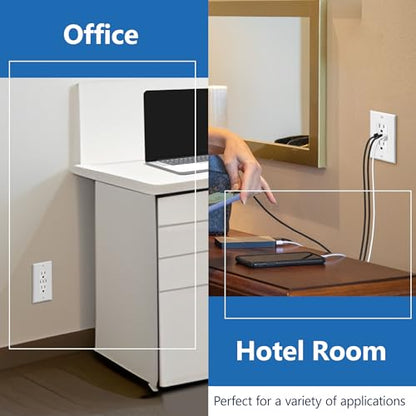 LIDER 6.0A 30W USB-C Wall Outlet, Interchangeable Face Cover, Matte White - color: White, size: USB 3C Ports