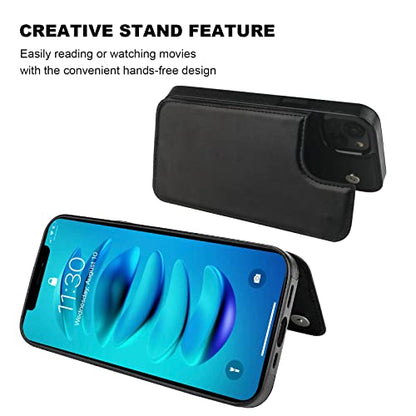 ONETOP for iPhone 14 Plus Wallet Case with Credit Card Holder,Black | Kickstand,ID/Cash Holder,Case Wallet with Card Slots,Double Magnetic Clasp,Durable PU Leather Shockproof Cover for Women Men - color: Black