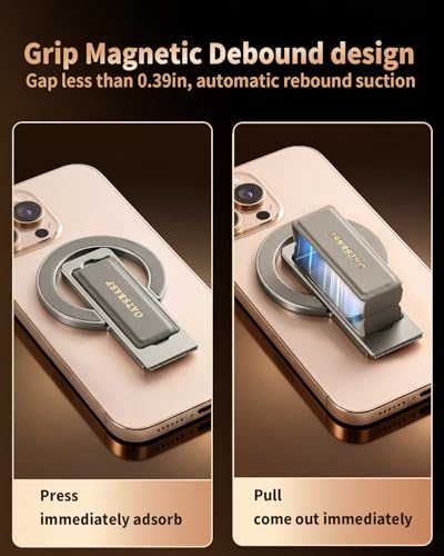 Magnetic Aluminum Phone Ring Grip Stand for iPhone 12-17 Pro Max - color: Silver