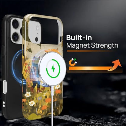 Magnetic for iPhone 17 Pro Max Case,[Compatible with Magsafe] Dual Layer Protective Heavy Duty Shockproof Rugged Drop Protection Bumper Hybrid Case - Rain Frog and Toad - color: Rain Frog and Toad, size: iPhone 17 Pro Max