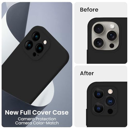 FireNova Designed for iPhone 16 Pro Case, Silicone Upgraded [Camera Protection] Phone Case, Soft Anti-Scratch Microfiber Lining Inside, 2024, Black - color: Black, size: Iphone 16 Pro