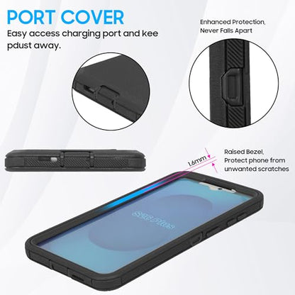 Compatible for Samsung S26 Rugged Case with Belt Clip Holster & Built-in Screen Protector, Heavy-Duty Full-Body Shockproof Cover, Military-Grade Protective Phone Case (Black) - color: Black