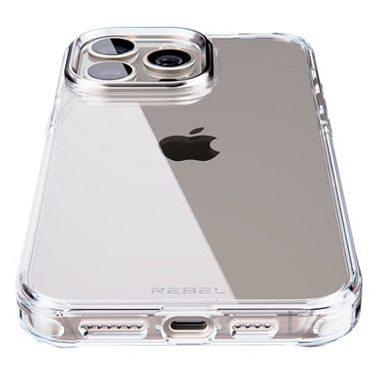 REBEL Clear Case for iPhone 15 Pro Max [Crystal Series Gen-5] Transparent, Dual Anti-Scratch, Non-Yellowing PC, Protective Shockproof Bumpers, Metal Lens & Buttons, 6.7 Inch Phone 2023 (No Magnet) - color: Crystal Clear, No MagSafe, size: iPhone 15 Pro Ma