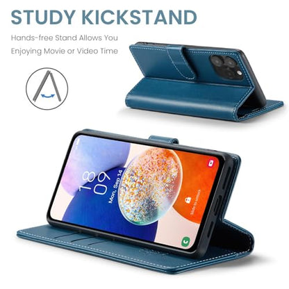 FLIPALM Card Holder Wallet Case for iPhone 15 Pro 6.1", Blue | RFID Blocking, PU Leather Folio Flip, Kickstand, Protective Shockproof Cover - color: Blue, size: iPhone 15 Pro - 6.1"
