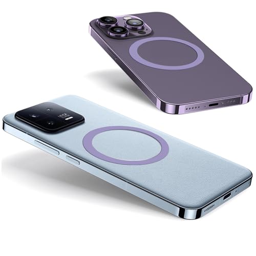TENOC Universal Metal Ring Sticker, 3Pcs, Light Purple | Compatible with iPhone/Samsung/Android Cellphones, Magnetic Phone Charger/Mount/Holder Conversion - color: Light Purple
