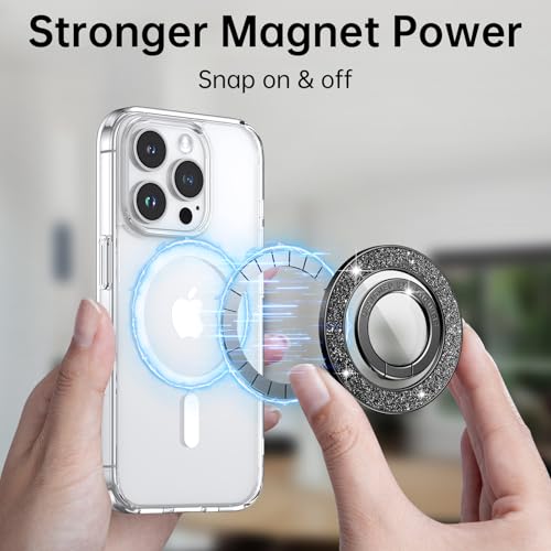 Syncwire Magnetic Phone Grip for MagSafe,Sparkle Ring Holder,Black Diamond - color: Black Diamond