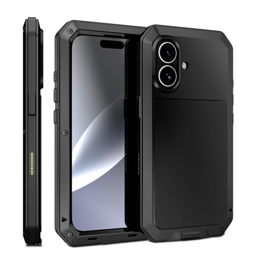 Compatiable with iPhone 17 Case,360 Full Body Protective Cover Heavy Duty Shockproof [Tough Armour] Aluminum Alloy Metal Case with Silicone Built-in Screen Protector - Black - color: Black
