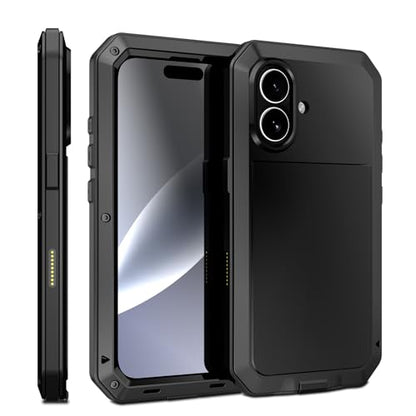 Compatiable with iPhone 17 Case,360 Full Body Protective Cover Heavy Duty Shockproof [Tough Armour] Aluminum Alloy Metal Case with Silicone Built-in Screen Protector - Black - color: Black