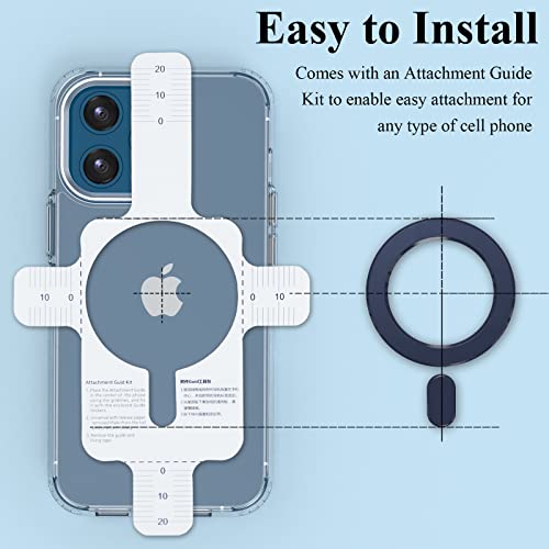 Universal MagSafe Ring, 2 PCS Magnet Sticker Magnetic Adapter Ring - color: White Blue