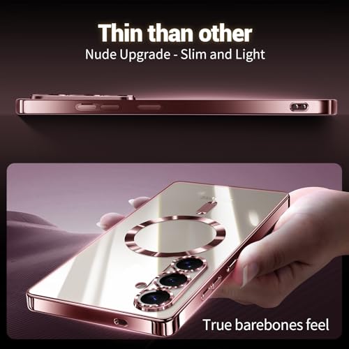 Hurgoer for Samsung Galaxy S25 Case.Soft TPU Electroplated Frame Cover with Clear Back.Drop Tested Protective Full Body S24 Case.Thin Light Slim【Not Magsafe】 (Rose Gold, S25/S24) - color: Rose Gold, size: S25/S24