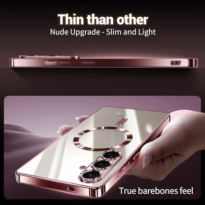 Hurgoer for Samsung Galaxy S25 Case.Soft TPU Electroplated Frame Cover with Clear Back.Drop Tested Protective Full Body S24 Case.Thin Light Slim【Not Magsafe】 (Rose Gold, S25/S24) - color: Rose Gold, size: S25/S24