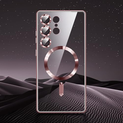 Hurgoer for Samsung Galaxy S24 Ultra Case（Only）.Magnetic Cover for S24 Ultra，Glossy Slim Thin Soft funda capa para 6.8 inch.Compatible with MagSafe (Rose Gold) - color: Rose Gold