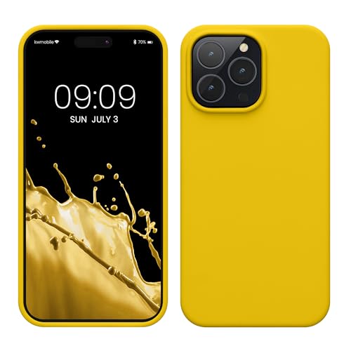 kwmobile Case for iPhone 14 Pro Max Case - Slim Soft TPU Silicone Cover - Works with Wireless Charging - Radiant Yellow - color: Radiant Yellow, size: iPhone 14 Pro Max