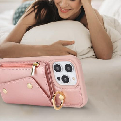 Lipvina Crossbody Wallet Case for iPhone 13 Pro,Rose Gold - color: 06-Rose Gold, size: iPhone 13 Pro 6.1"