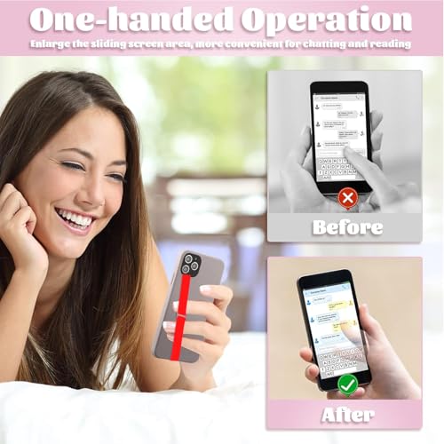 TEAMOLA Silicone Phone Grip Strap, Anti-Slip Phone Hand Holder Red 210 - color: 210, 3 Red