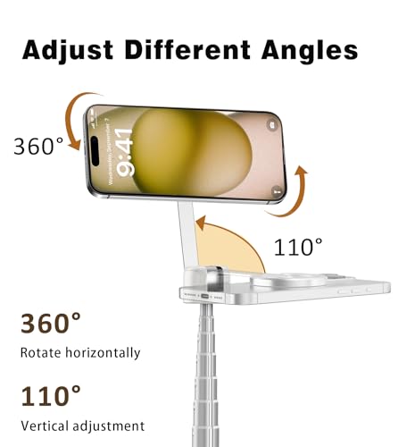 TONEOF 68" Magnetic Aluminum Phone Tripod Selfie Stick for iPhone & Android - color: Beige Gray