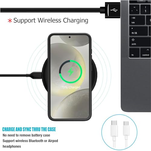 Battery Case for Galaxy S24,[10000mAh] Large Capacity Slim Portable Protective Fast Charging Case Battery Case Compatible with Galaxy S24(6.2inch) Wireless Charging Case with Carplay-Black - size: Galaxy S24