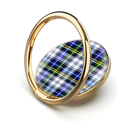 Cell Phone Ring Holder, Cute Metal Phone Grip Stand Finger Ring Kickstand, Flexible 360°Rotation Phone Tablet Case Accessories Compatible with Most Phones White Blue Plaid - color: White Blue Plaid