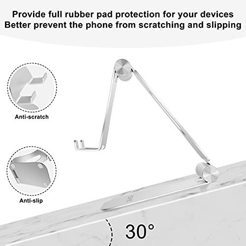 Adjustable Phone Stands, YOSHINE Foldable Cell Phone Holder, Updated Solid Aluminum Phone Dock, Cradle, Portable Cell Phone Stand for Desk Universal Tablet Stand Fits All Android Smartphones - Silver - color: Silver
