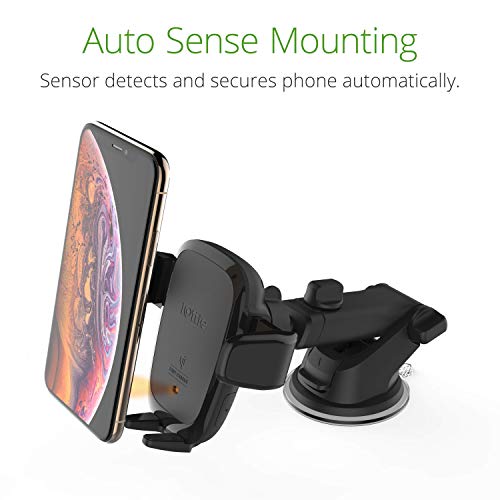 iOttie Auto Sense Qi Wireless Car Charger - Automatic Clamping Dashboard Phone Mount with Wireless Charging for iPhone, Samsung Galaxy, Google Pixel, Huawei, LG, and Other Smartphones - style: Dash & Windshield