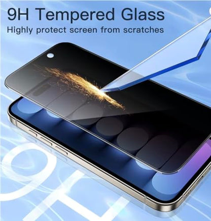 Privacy Screen Protector for iPhone 17 16 15 14 13 12 11, Anti-Spy Tempered Glass, 3 Pack: 2 screen protectors & 1 camera protector