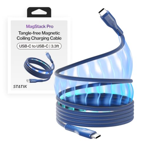 Statik MagStack Pro USB C to USB C Coiling Magnetic Charging Cable,100W - color: Navy, size: 3ft, style: USB-C to USB-C