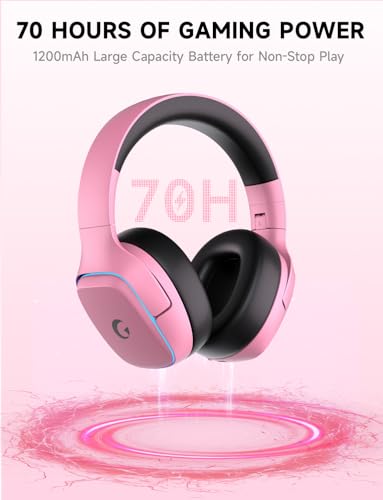 Gvyugke 2.4GHz Wireless Gaming Headsets for PS5, PS4, PC, Switch, BlushPink - color: Blush Pink