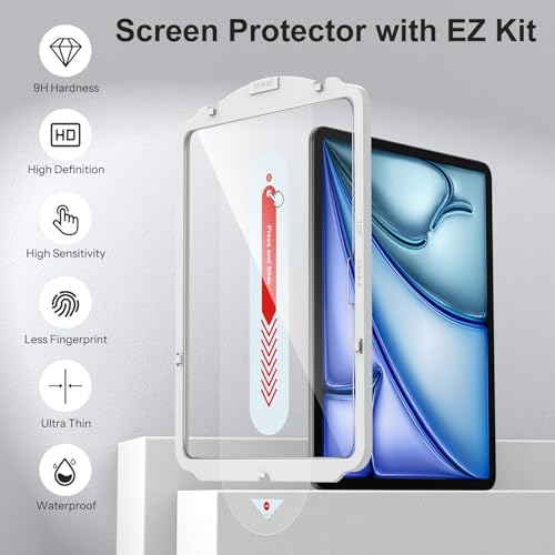 SPARIN 2 Pack Screen Protector for iPad Air 11 Inch M4/M3/M2(8th/7th/6th) | Auto-Alignment Frame, 9H Tempered Glass Film for iPad Air 11 2026/2025/2024, Apple Pencil Compatible and Case Friendly - size: iPad Air 11'' (M4/M3/M2)