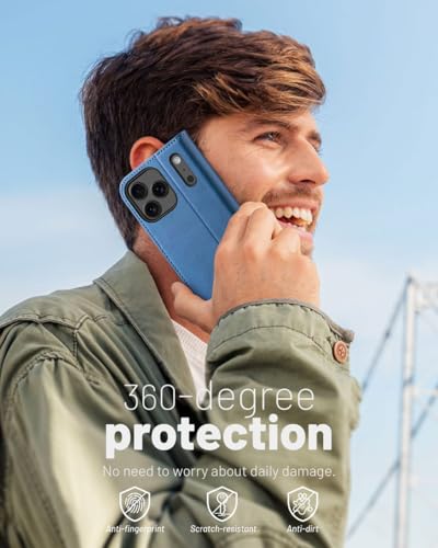 OCASE Compatible with iPhone 17 Pro Wallet Case, PU Leather Flip Folio Case with Card Holders RFID Blocking Kickstand [Shockproof TPU Inner Shell] Phone Cover 6.3 Inch 2025, Light Blue - color: Light Blue