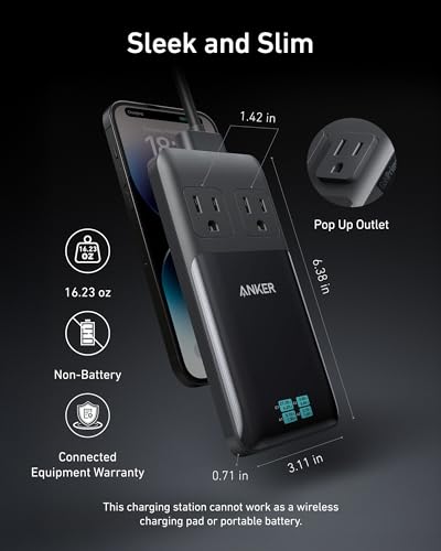Anker Prime Charging Station, 140W 6-in-1 Travel Power Strip, 2 USB C
