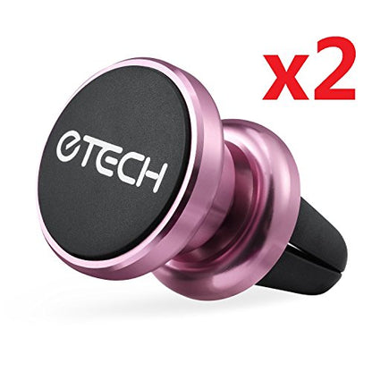 eTECH Magnetic Phone Car Mount Holder, Magnetic Mount Universal Air Vent for iPhone X / 8 Plus / 7 / 6S / 5S, Galaxy S5 / S6 / S7 / S8 / S9, Google Pixel, LG, & Other Smartphones (2Pack Rose Red) - color: 2Pack Rose Red