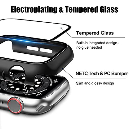 14 Pack Apple Watch Case with Tempered Glass Screen Protector for Apple Watch SE 44mm Series 6/5/4,Anotch Full Coverage Hard PC Protective Cover HD Ultra-Thin Guard Bumper for iWatch 44mm Accessories
