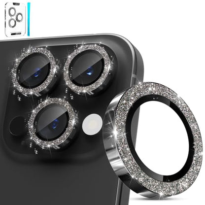 imluckies for iPhone 16 Pro - iPhone 16 Pro Max Camera Lens Protector, AR+AF Tempered Glass, 9H Ultra-Tough Metal Individual Lens Cover, HD Clear Camera Accessories - Glitter Black Titanium - color: Glitter Black Titanium