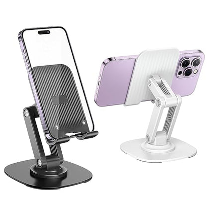2 Pack Adjustable Phone Stand, Black + White