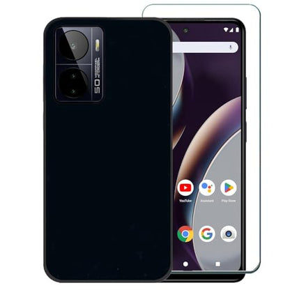 for BLU G93 Phone Case with Screen Protector Slim Thin Cover -Black | Slim Thin Flexible TPU with Reinforced Corners Protective Silicone Case Cover Compatible with BLU G93 G0910WW 6.8" SmartPhone