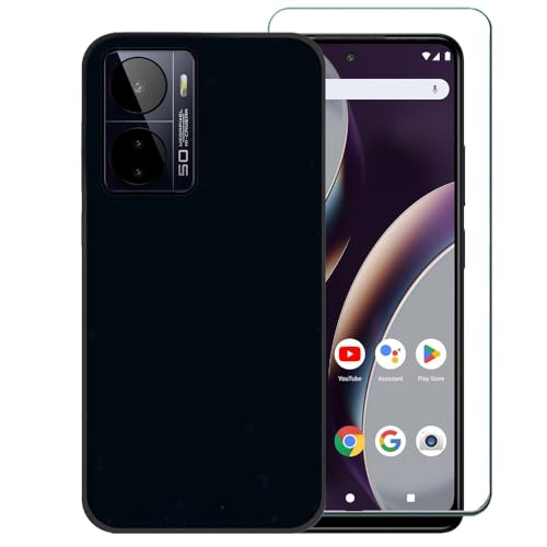 for BLU G93 Phone Case with Screen Protector Slim Thin Cover -Black | Slim Thin Flexible TPU with Reinforced Corners Protective Silicone Case Cover Compatible with BLU G93 G0910WW 6.8" SmartPhone