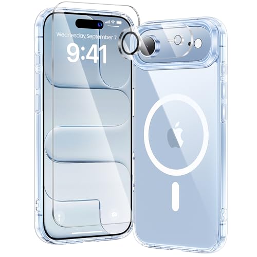 toushion 3 in 1 for iPhone Air Case Clear,Fits MagSafe, Not Yellowing, Screen Protector*1 Camera Lens Protector*1, Military-Grade Protection for Phone Cover 6.5 inch - color: Clear, size: iPhone Air(6.5")