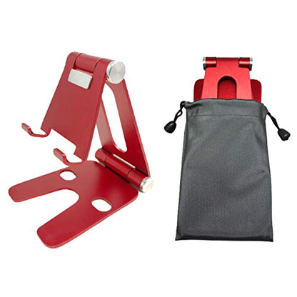 Cell Phone Tablet Fully Foldable Stand Dock Holder Cradle Mount Organizer Charger Station Table Desk Bed Office School Kitchen Travel Portable Adjustable Multi-Angle Aluminum Non-Slip (Red) - color: Red