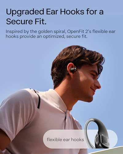 SHOKZ OpenFit 2 Open-Ear Earhook Bluetooth Earbuds, Black,48H Playtime - color: Black, style: Charging：USB-C
