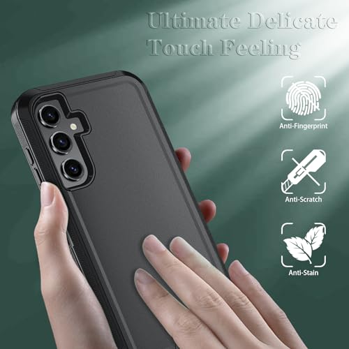 Qinmay Phone Case for Samsung Galaxy A37 5G Case with HD Screen Protector, Heavy Duty Shockproof & Dropproof 3-Layer Cover Phone Case for Galaxy A37,Black - color: Black