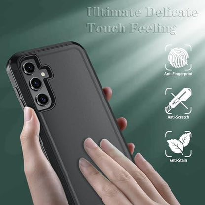 Qinmay Phone Case for Samsung Galaxy A37 5G Case with HD Screen Protector, Heavy Duty Shockproof & Dropproof 3-Layer Cover Phone Case for Galaxy A37,Black - color: Black