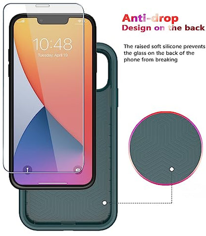 Diverbox for iPhone 11 Case [Shockproof] [Dropproof] [Tempered Glass Screen Protector],Heavy Duty Protection Phone Case Cover for Apple iPhone 11 (Dark Green-2in1) - color: Dark Green-2in1