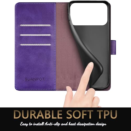 SUANPOT Compatible with iPhone 17 Pro Max 6.9" Wallet case with RFID Blocking Credit Card Holder,Flip Book PU Leather Protective Cover Women Men for Apple 17 Pro Max Phone case Purple - color: Purple, size: iPhone 17 Pro Max 6.9"