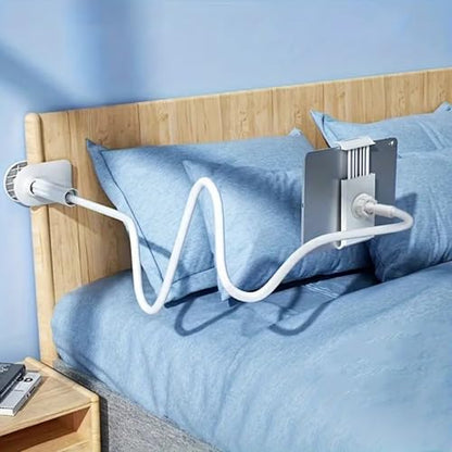 Gooseneck Tablet Holder for Bed and Desk, 360° Adjustable Overhead Mount with Clamp for Phone, Pad, Ereader, Recording, Reading, Filming – Lazy Arm Stand for 7.9"–10" Devices