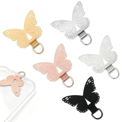 5 PCS Metal Phone Tether Tab, Butterfly Cell Phone Tether Tab