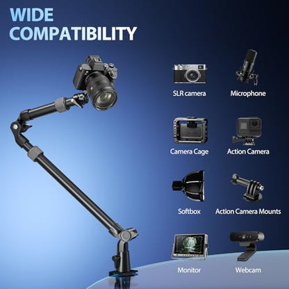EMART 40" Overhead Camera Mount with Serrated Bite Magic Arm&1/4" Ball Head - color: Thick Stick C-Clamp