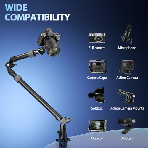 EMART 40" Overhead Camera Mount with Serrated Bite Magic Arm&1/4" Ball Head - color: Thick Stick C-Clamp