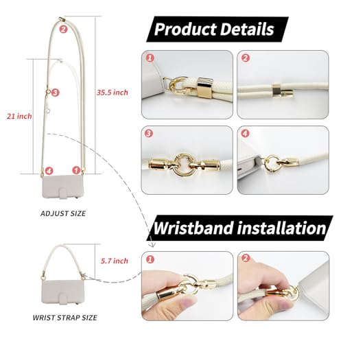 for iPhone 16 2-in-1 Magnetic Crossbody Wallet Case + Wrist Strap | Wireless Charging After Wallet Removal, Detachable Crossbody/Wrist Straps, Landscape Stand, Card Holder and Zipper Pocket - color: Cream apricot, size: iPhone 16